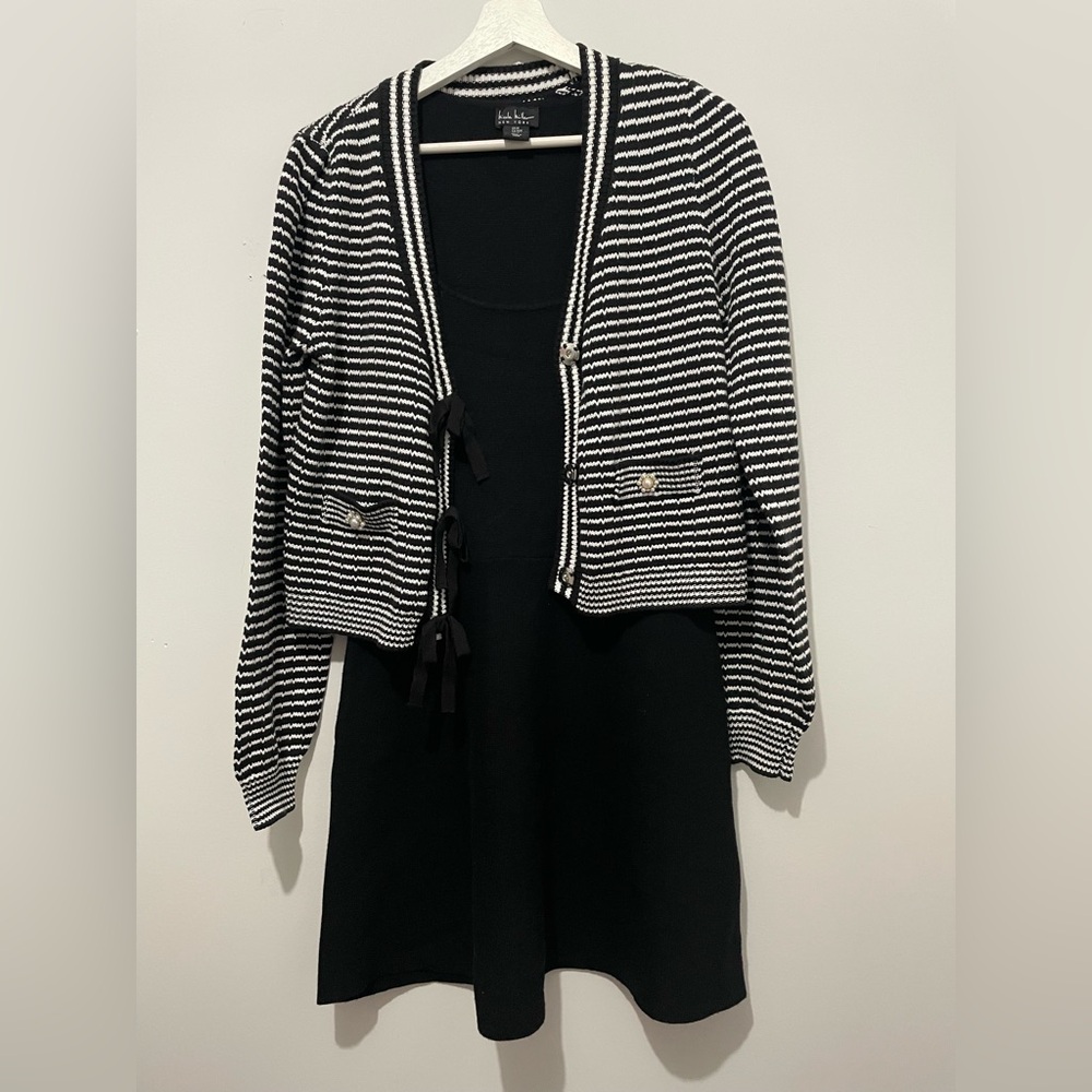NWOT Nicolle Miller Black Dress with Cardigan